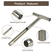 Load image into Gallery viewer, SurmountWay Bodenprobe-Sonde, 30 cm, mit 2 wiederverwendbaren Probenbeuteln, Edelstahl, T-Griff, Bodentest-Kits, Bodensonden für Bodenproben, Pflanzenpflege, Garten, Rasen, Bauernhof