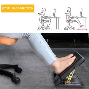 Adjustable Footrest with Removable Soft Foot Rest Pad Max-Load 120Lbs with Massaging Beads 4-Level Height Adjustment for Car,Under Desk, Home, Train