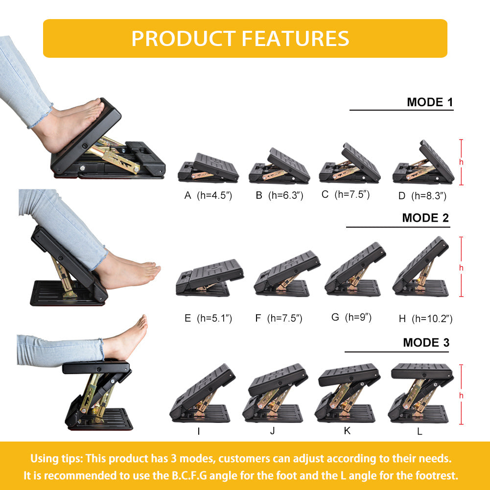 Adjustable Footrest With Removable Soft Foot Rest Pad Foldable