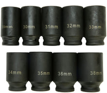 Load image into Gallery viewer, 1/2&quot; Deluxe Axle Nut Impact Sockets Set 9pcs Front and Back Wheel Driver Sockets